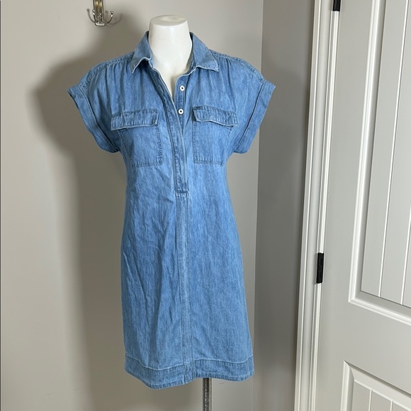 Vineyard Vines Dress Margo Chambray Shirtdress Denim Blue Short Sleeve Sz XS - Picture 1 of 14